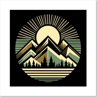 Majestic Mountains in Vintage Style Posters and Art